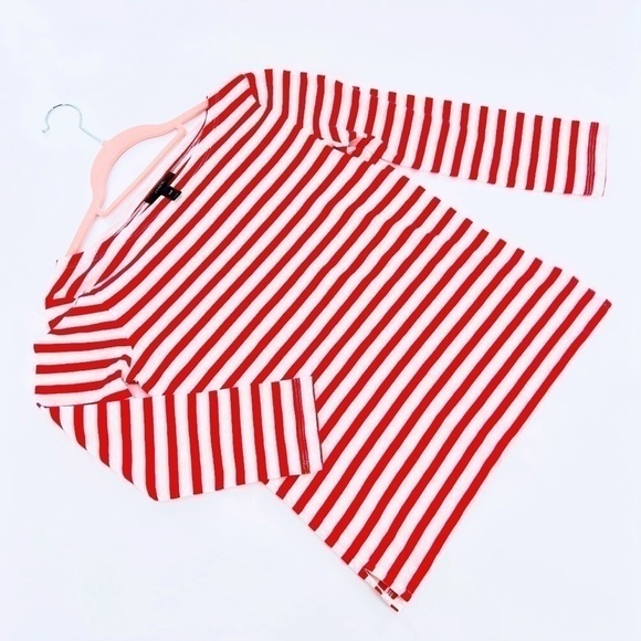 J. Crew red striped 3/4 sleeve boat neck tee classic minimalist preppy size XXS - Picture 10 of 14